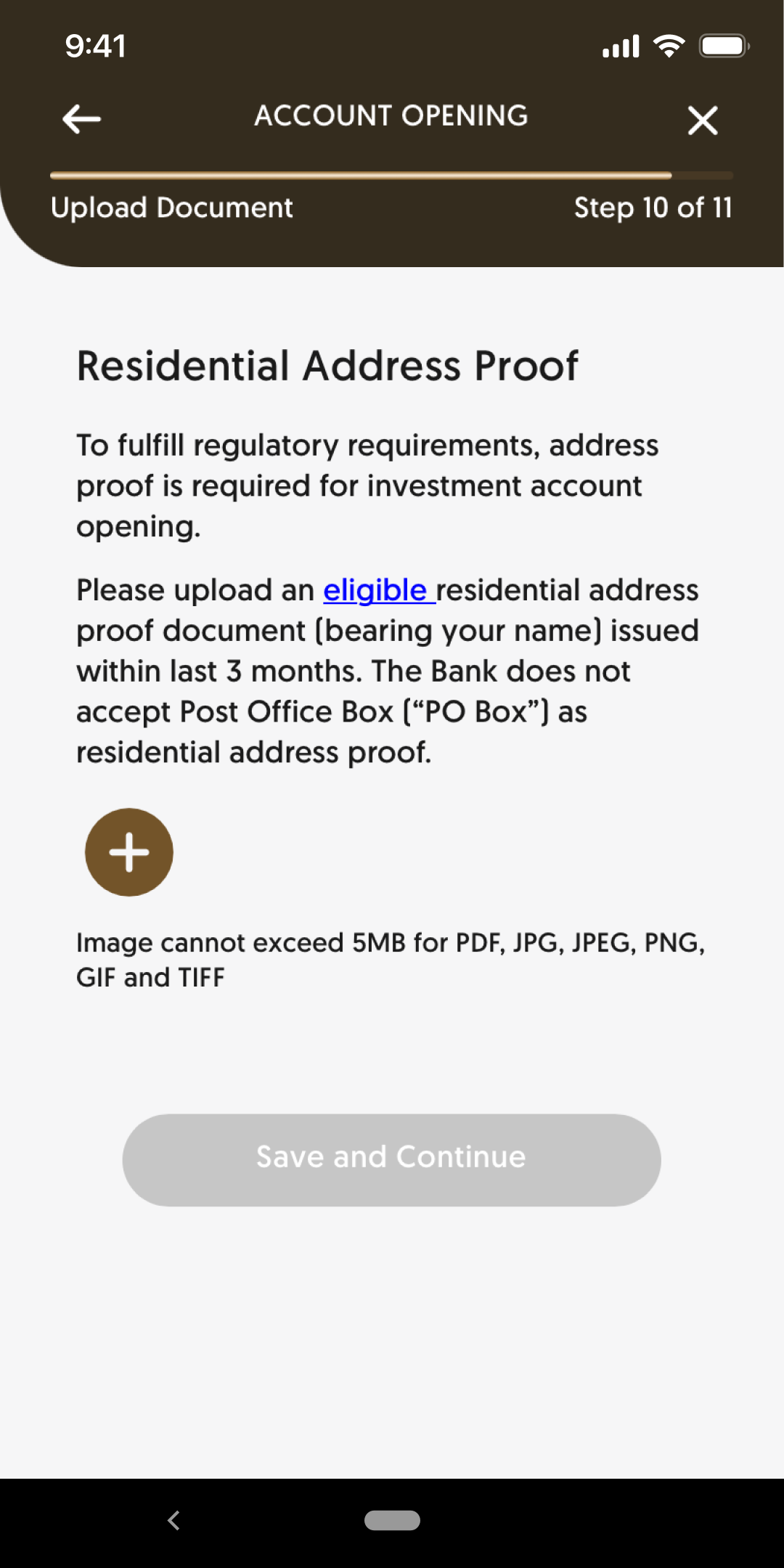 Upload residential address proof (applicable to the opening of All-in-one investment account)